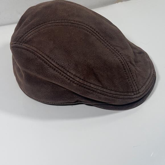 Scala Newsboy Paperboy Driving Ivy Flat Hat Cap Brown Leather Large/xlarge - Picture 6 of 16